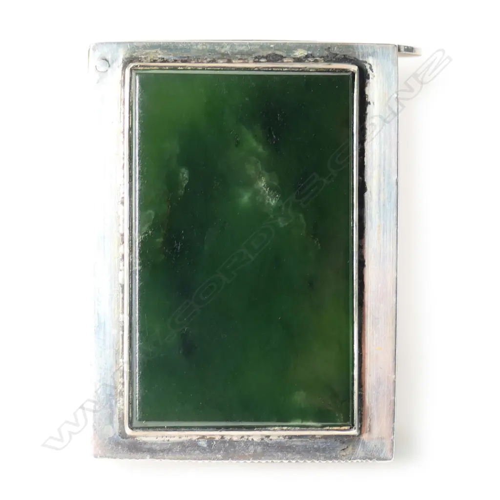 Edward Souness (Dunedin) silver and nephrite vesta, Image 1++